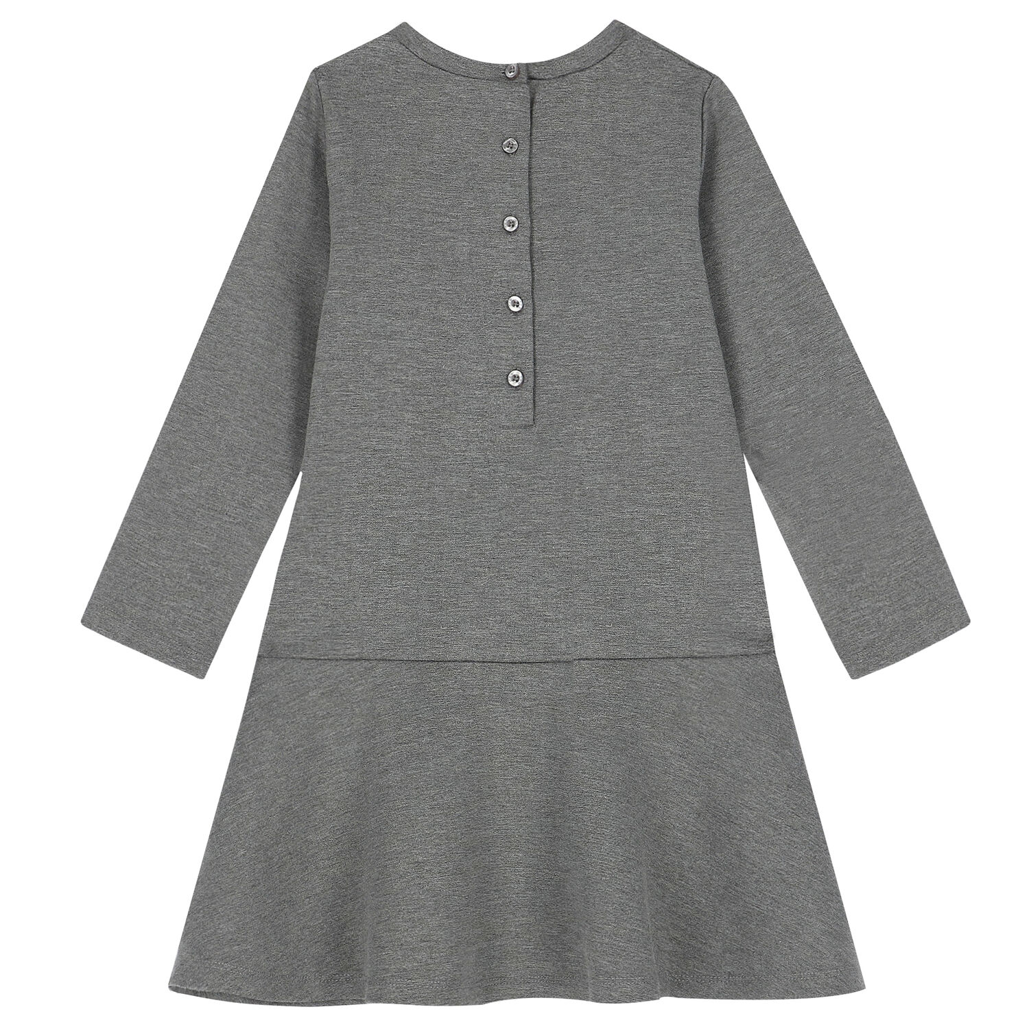 Girls Grey Teddy Bear Dress, 1, hi-res