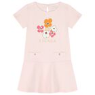 Girls Pink Floral Logo Dress, 2, hi-res