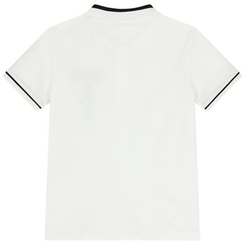 Boys White Teddy Bear Logo Polo Shirt