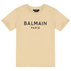 Boys Beige Logo T-Shirt, 1, hi-res