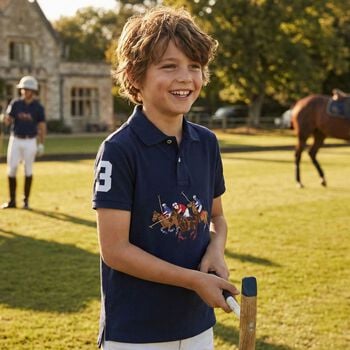 Boys Navy Blue Logo Polo Shirt
