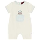 Baby Boys Ivory Teddy Bear Logo Romper, 2, hi-res