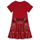 Girls Red Logo Embellished Dress, 2, hi-res