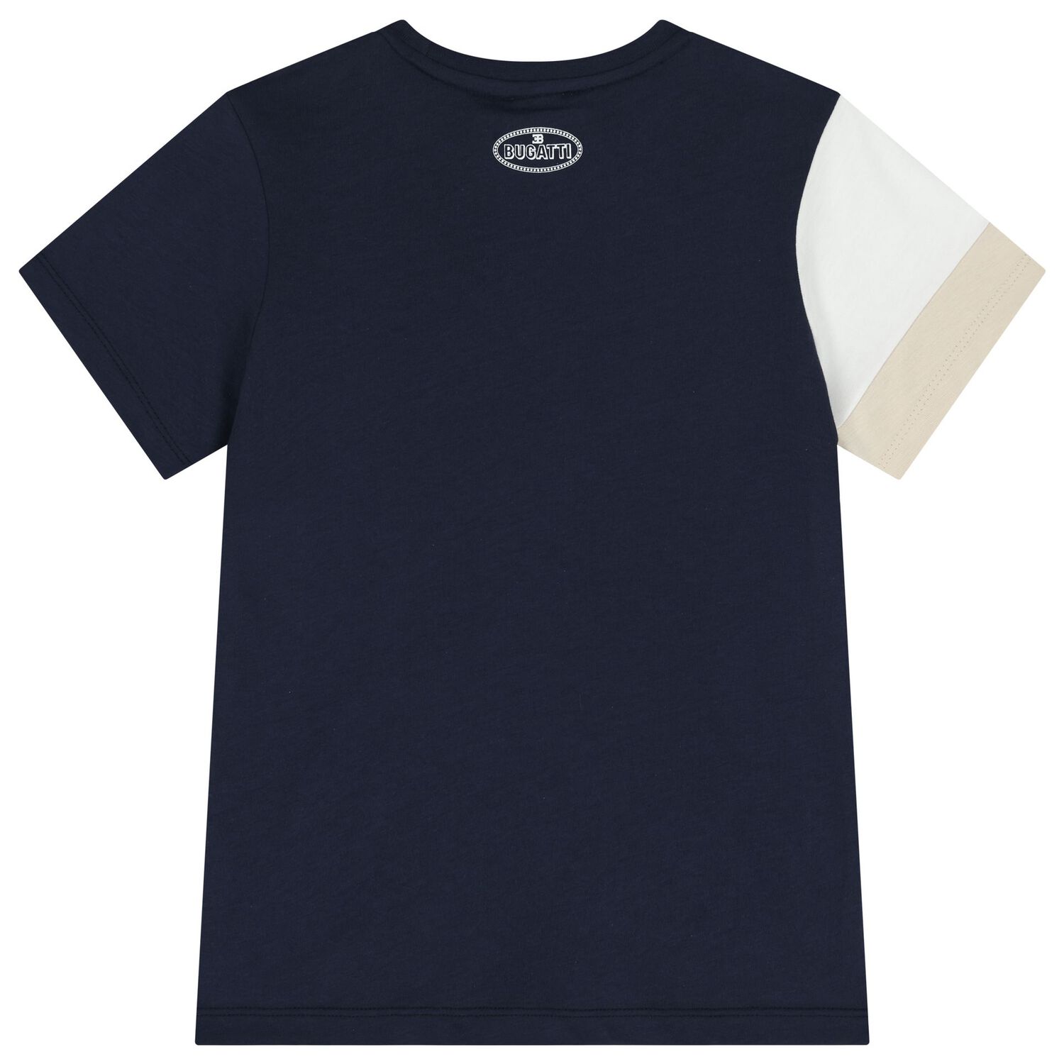 Boys Navy Blue, White & Beige Logo T-Shirt, 1, hi-res