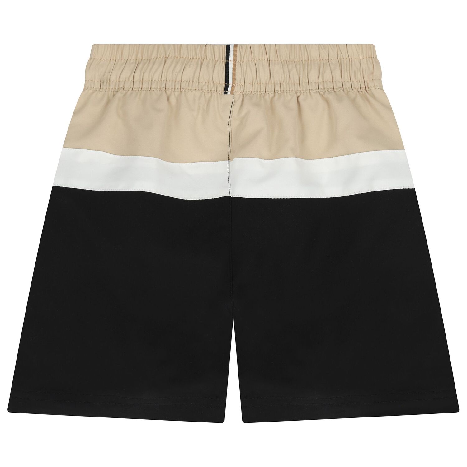 Boys Beige & Black Logo Swim Shorts, 1, hi-res