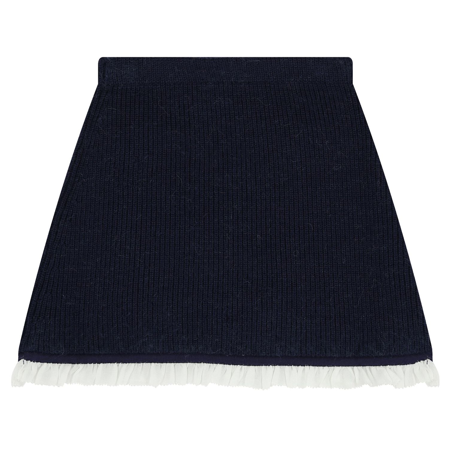 Girls Navy Blue Sequin Knitted Skirt, 1, hi-res