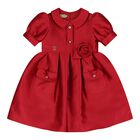 Baby Girls Red Flower Dress, 1, hi-res
