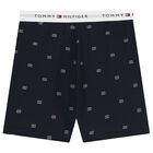 Boys White & Navy Blue Logo Pyjamas, 1, hi-res