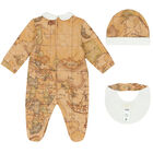 Ivory & Beige Geo Map Babygrow Set, 4, hi-res