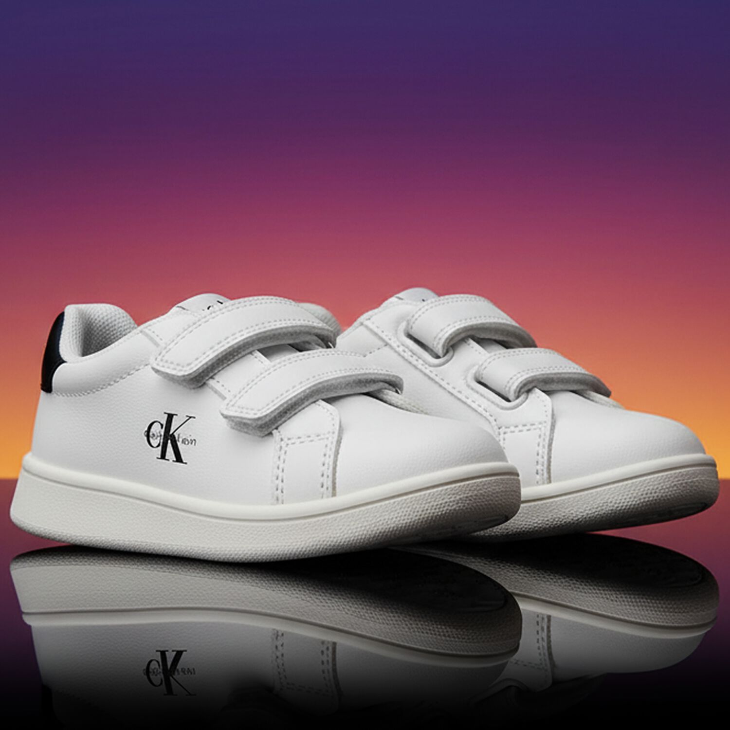 White & Black Logo Trainers, 1, hi-res