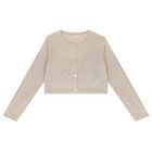 Girls Beige Knitted Cardigan, 1, hi-res