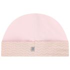 Baby Girls Pink & Gold Logo Baby Hat, 3, hi-res