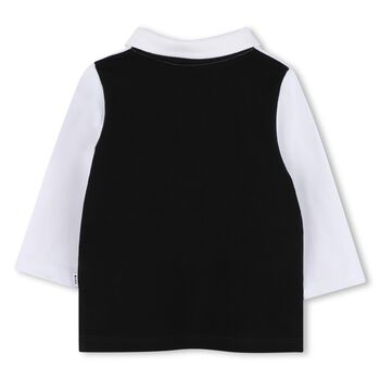 Younger Boys White & Black Logo Polo Shirt