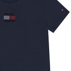Girls Navy Blue Embellished Logo T-Shirt, 1, hi-res