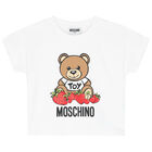 Girls White Teddy Logo T-Shirt, 3, hi-res