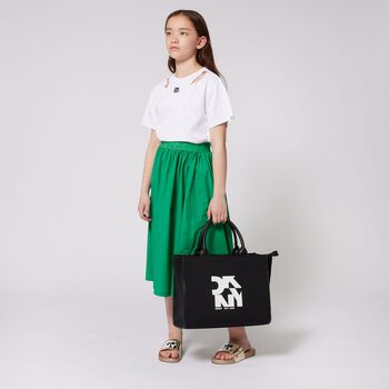 Girls Black Logo Tote Bag