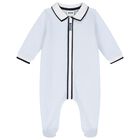 Baby Boys Blue & White Logo Babygrow, 2, hi-res
