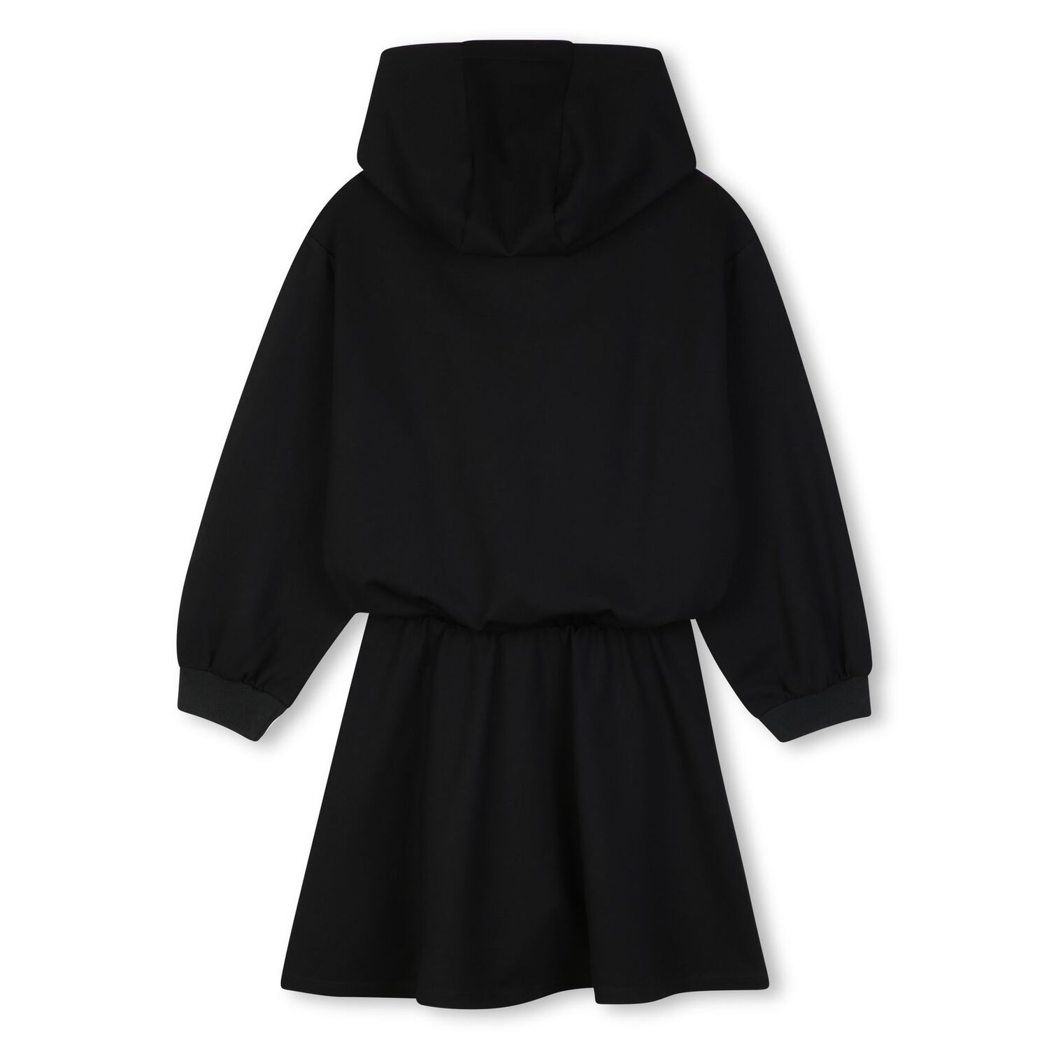 Girls Black Logo Hooded Dress, 1, hi-res