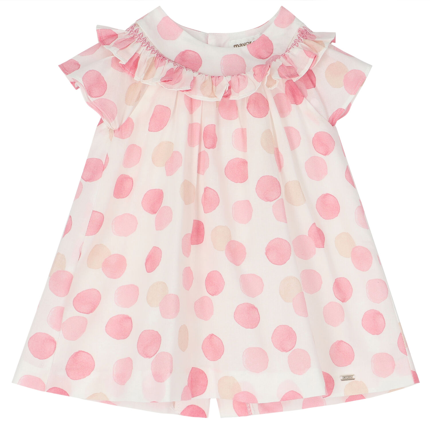 Baby Girls Ivory Polka Dots Dress, 1, hi-res