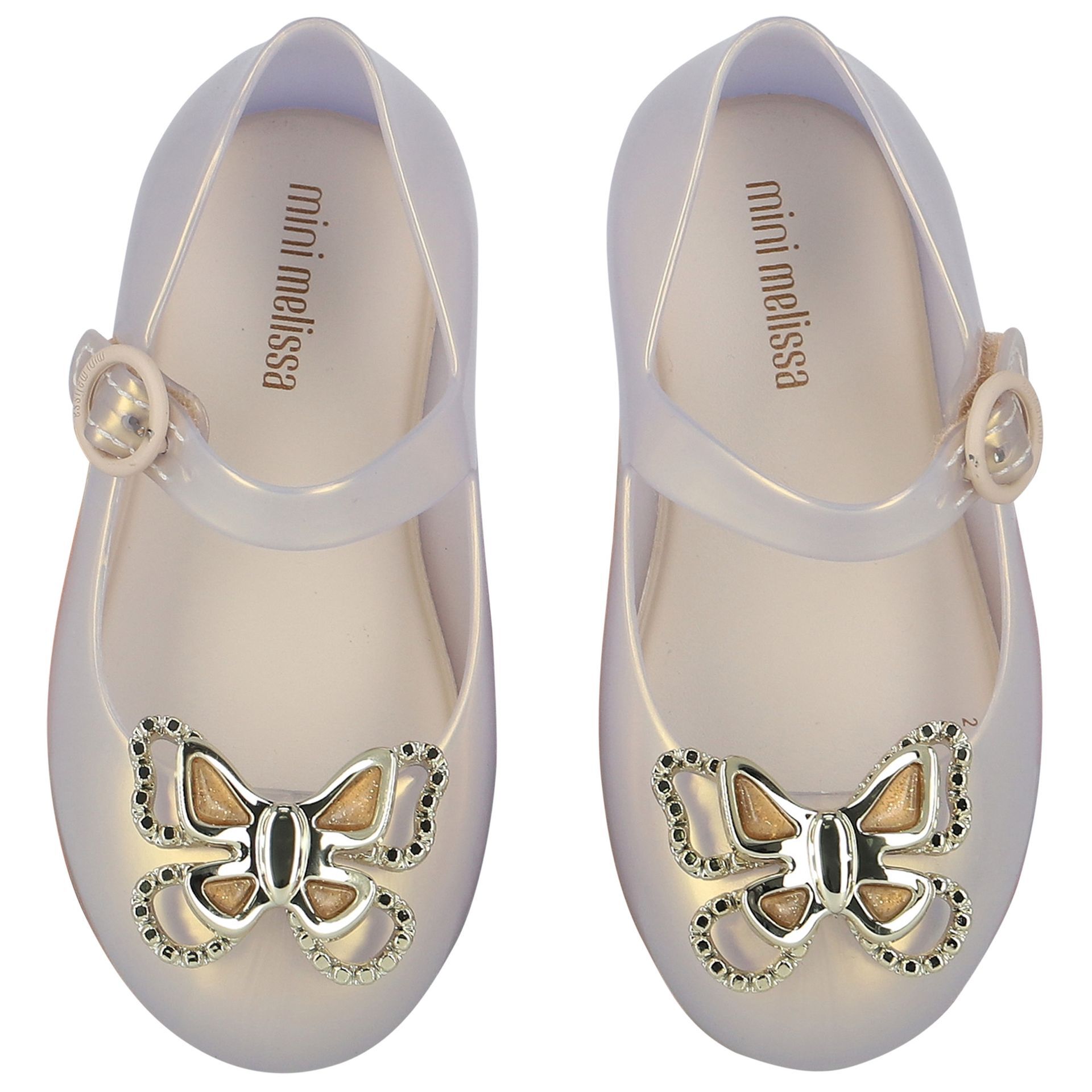 Mini Melissa Younger Girls Ivory Beige Butterfly Jelly Shoes