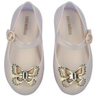 Younger Girls Ivory & Beige Butterfly Jelly Shoes, 2, hi-res