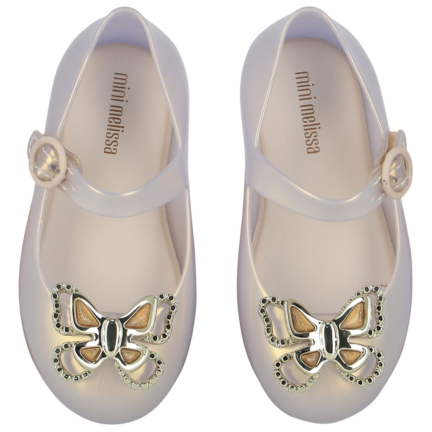Younger Girls Ivory & Beige Butterfly Jelly Shoes, 2, hi-res
