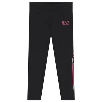 Girls Black Logo Leggings