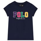 Girls Navy Blue Logo T-Shirt, 1, hi-res