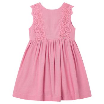 Girls Pink Shimmery Linen Dress
