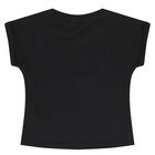 Girls Black Studded Logo T-Shirt, 1, hi-res