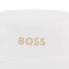 Baby Boys Beige & White Striped Logo Reversible Hat, 2, hi-res