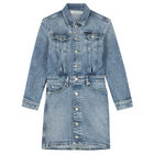 Girls Blue Denim Dress, 1, hi-res