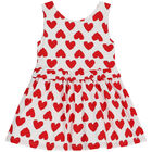 Girls White & Red Hearts Dress, 1, hi-res