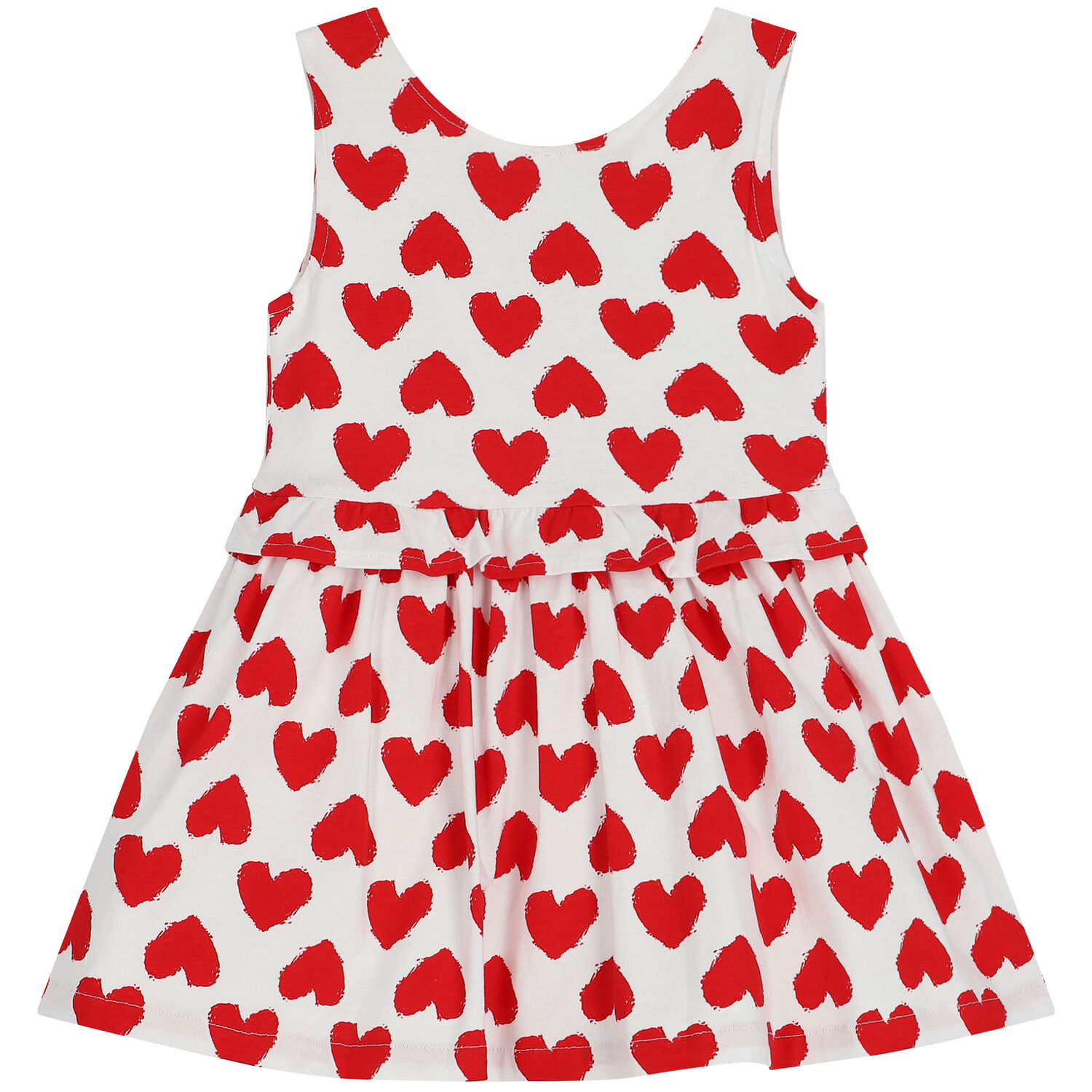 Girls White & Red Hearts Dress, 1, hi-res