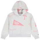 Girls Grey & Pink Logo Hooded Top, 1, hi-res