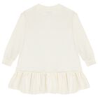 Girls Ivory Zig Zag Bow Dress, 1, hi-res