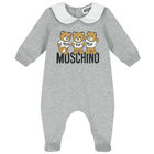 Grey Teddy Bear Logo Babygrow, 3, hi-res