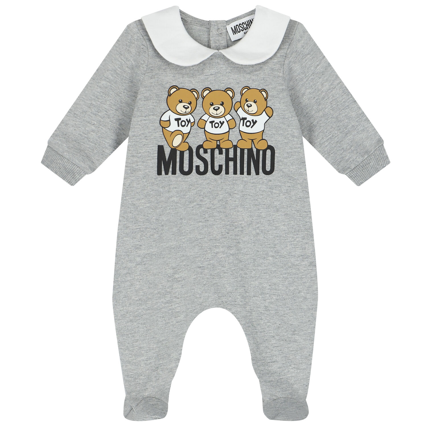 Grey Teddy Bear Logo Babygrow, 3, hi-res