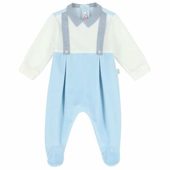 Baby Boys Blue & White Babygrow