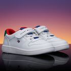 Boys White Logo Trainers, 1, hi-res