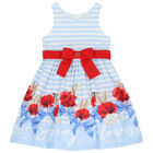 Girls Blue & White Striped Dress, 1, hi-res