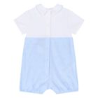 Baby Boys Blue & White Dungaree & Hat Set, 2, hi-res