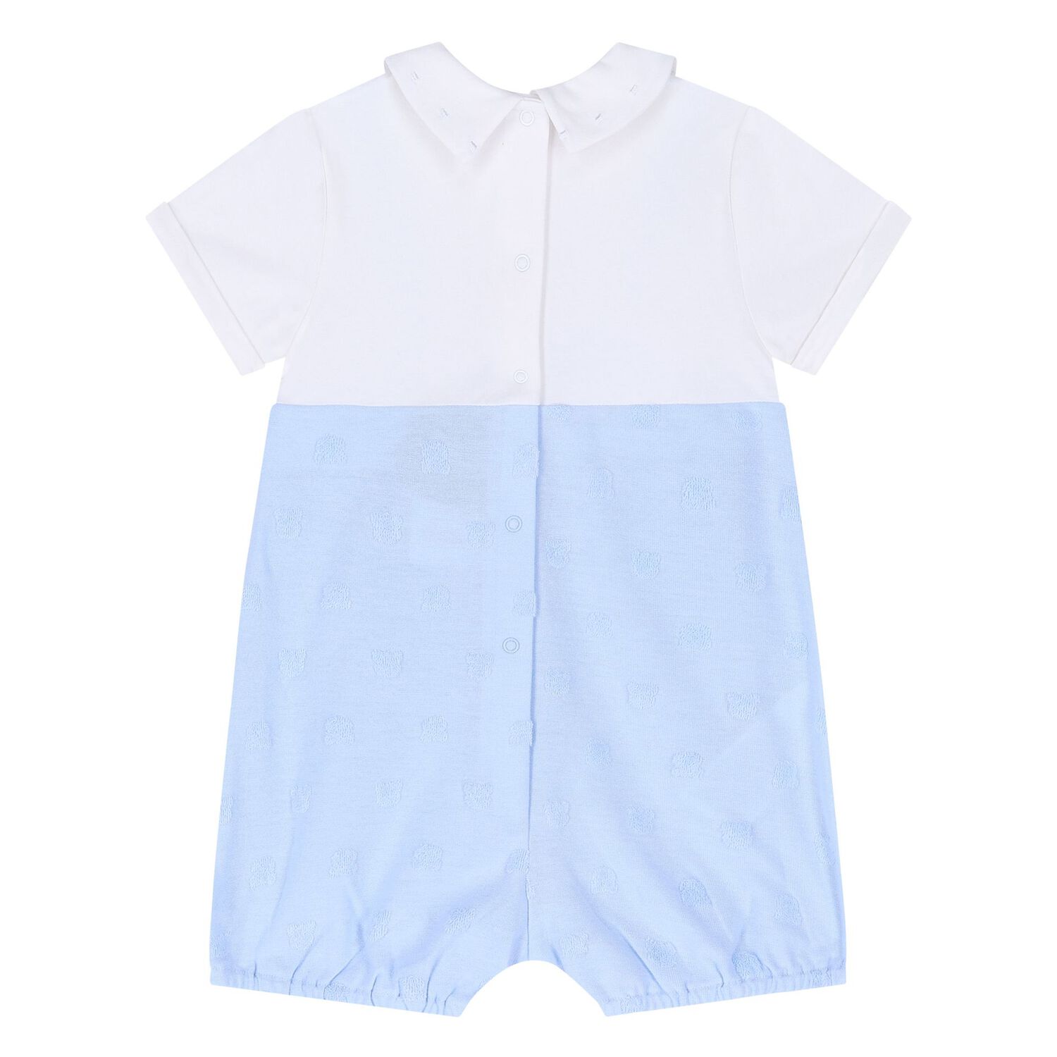 Baby Boys Blue & White Dungaree & Hat Set, 2, hi-res