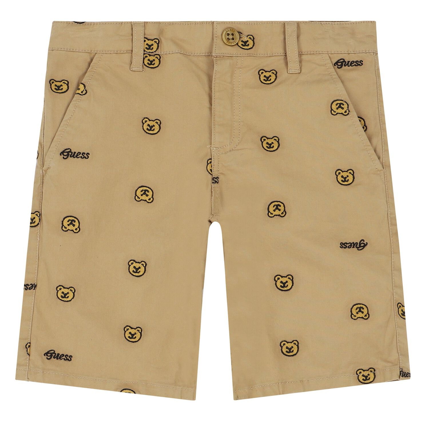 Boys Beige Logo Shorts, 1, hi-res