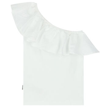 Girls White Ruffled Top