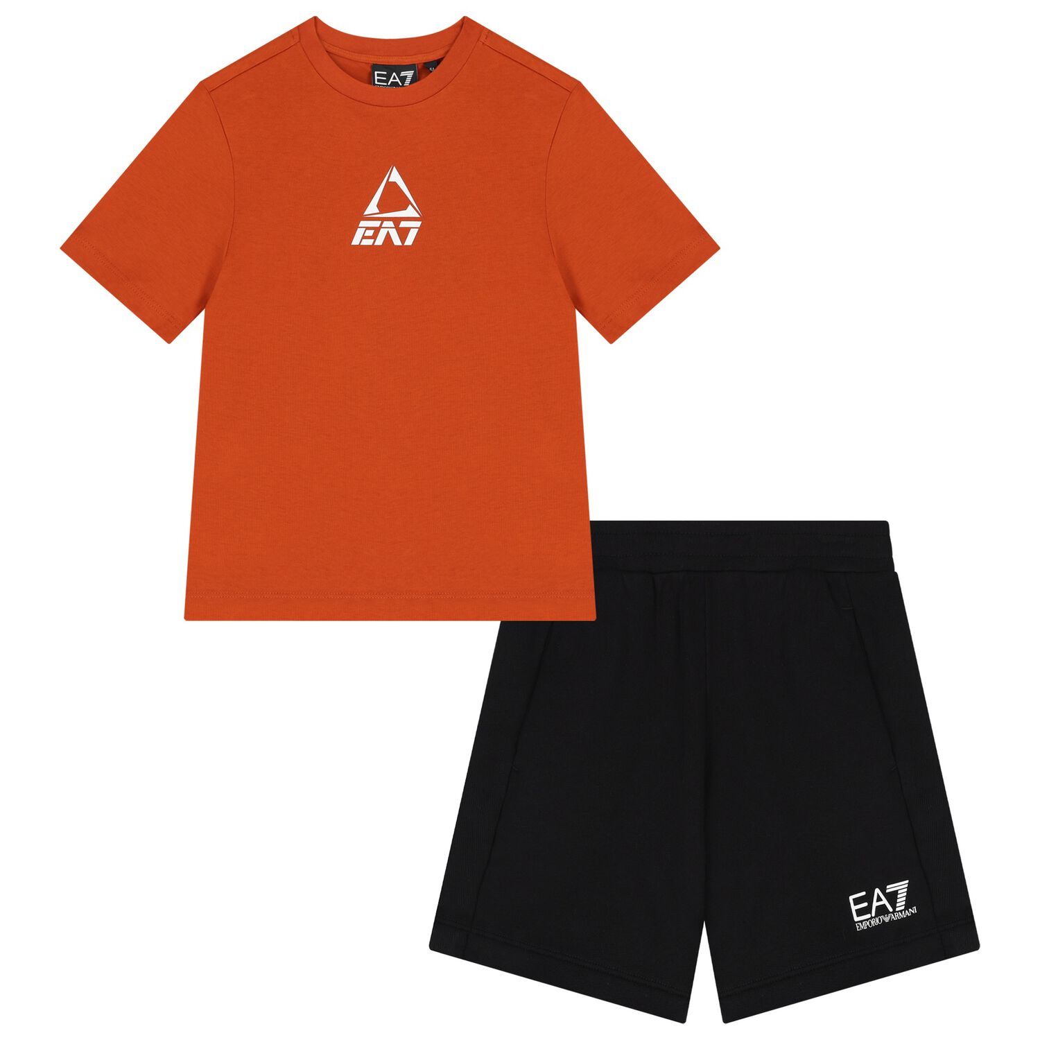 Boys Orange & Black Logo Shorts Set, 2, hi-res