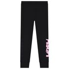 Girls Black Logo Leggings, 1, hi-res