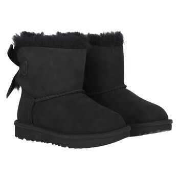 Younger Girls Black Mini Bailey Bow II Suede Boots