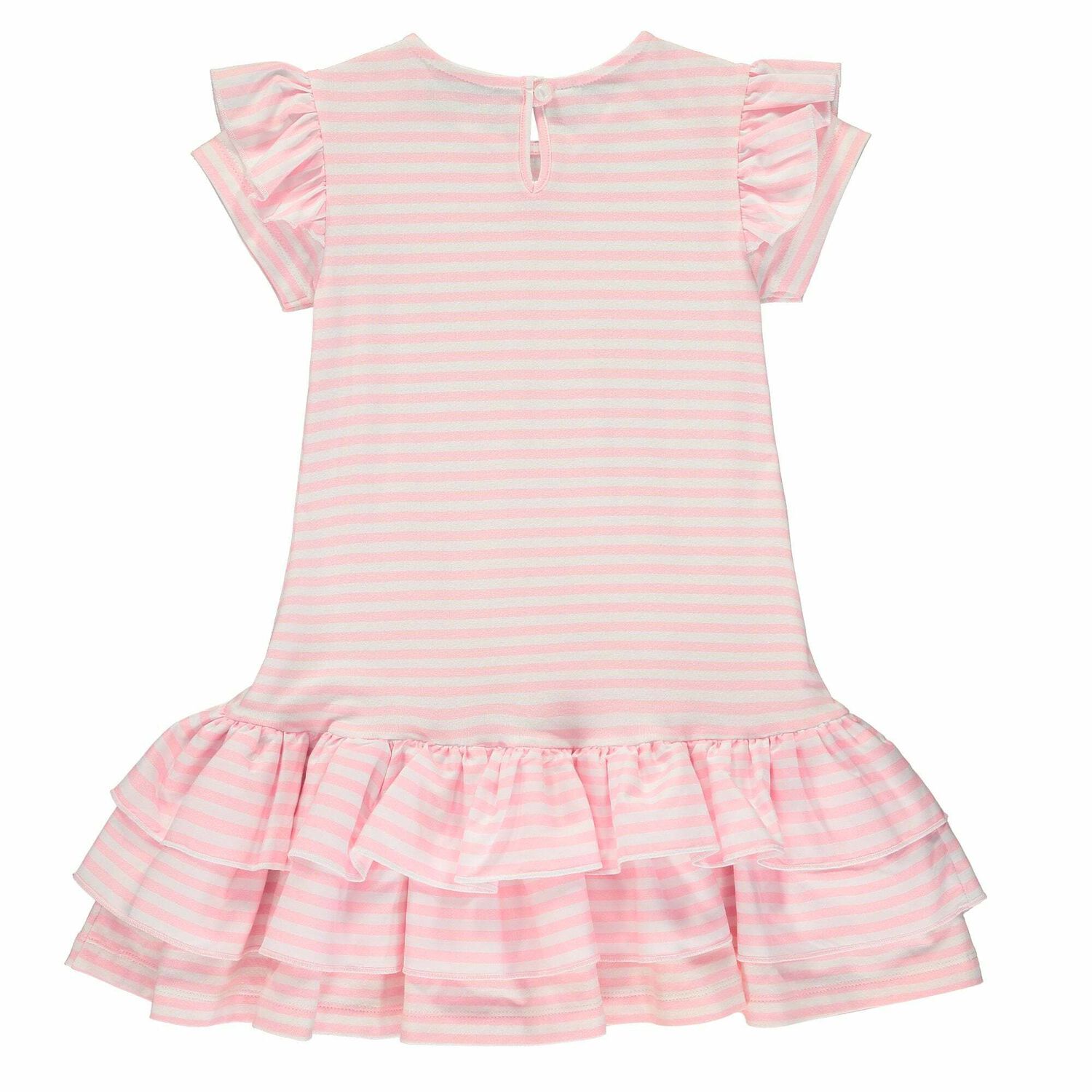 Girls White Pink Embellished Dress, 1, hi-res