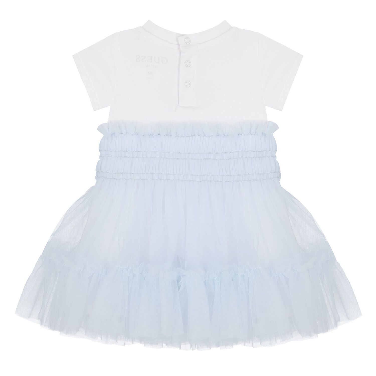Baby Girls White & Blue Logo Tulle Dress Set, 1, hi-res